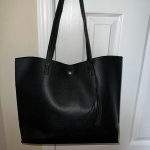 Black leather tote.